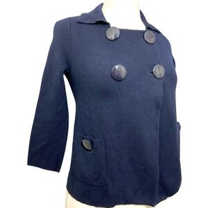 J. Crew Sophie Peacoat Sweater '100% 12 Gauge Merino Wool' Navy Boxy